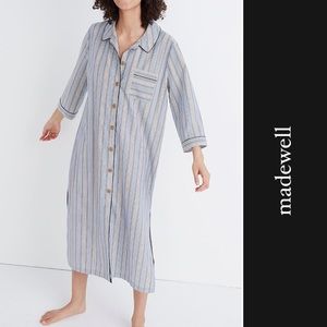 Madewell Bedtime Striped Long Nightshirt in Blue & White • XXS